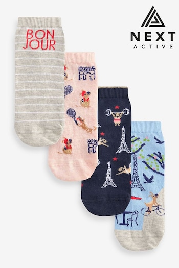Pink/Grey/Blue Sports Dogs In Paris Trainer Socks 4 Pack (419283) | £9