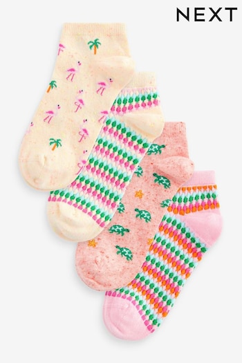Flamingo / Turtle Textured Trainer Socks 4 Pack (419310) | £11