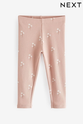 Pink Ditsy Floral Rib Jersey Leggings (3mths-7yrs) (419463) | £5 - £7