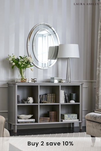 Laura Ashley Pale Charcoal Henshaw Low Bookcase (419468) | £725
