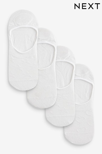 White Heart/Star Textured Low Cut Invsible Trainer COTTON 4 Pack (419490) | £9