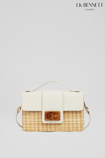 LK Bennett Roxy Cream Leather And Raffia White Shoulder Bag (419528) | £299