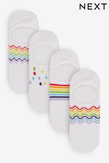 White/Rainbow High Cut Invisible Trainer COTTON 4 Pack (419529) | £10