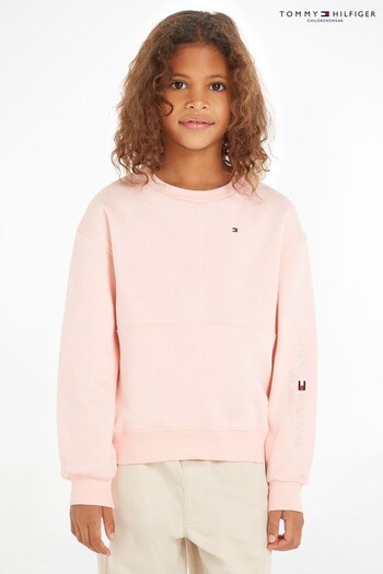 Tommy Ceinture Hilfiger Girls Pink Essential Sweatshirt (419625) | £40 - £50