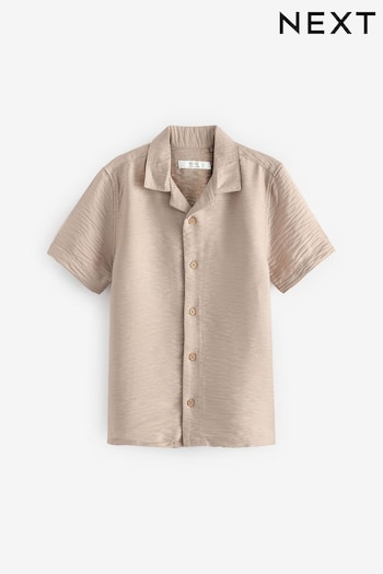 White Crinkle Short Sleeve Textured Shirt (3-16yrs) (419665) | £12 - £17