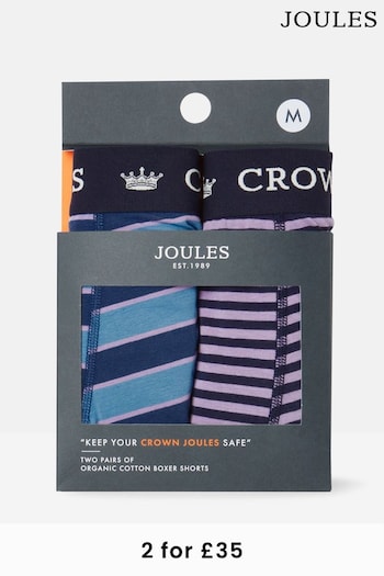 Joules Crown Joules Blue/Purple Cotton Boxer Briefs (2 Pack) (419802) | £19.95