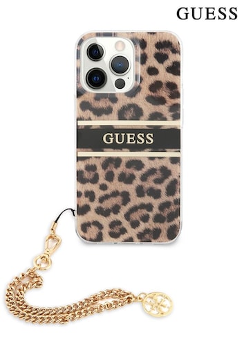 Guess branding Natural iPhone 13 Pro Case - Pc/Tpu Stripe with Charm Chain (419879) | £29