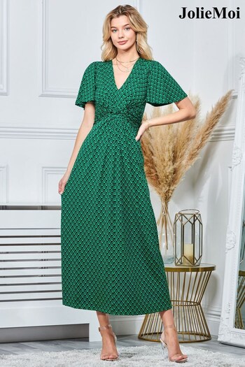 Jolie Moi Green Plunge Neck Twist Front Maxi Dress (419928) | £85