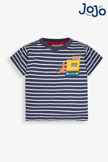 JoJo Maman Bébé Navy/White Stripe Navy & White Stripe Digger Pocket T-Shirt (420159) | £16