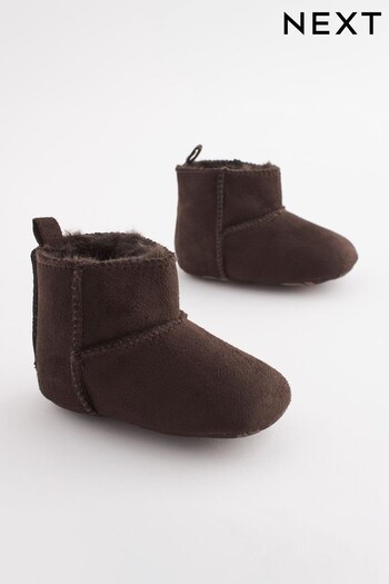 Chocolate Brown Warm Lined Baby Pram Boots (0-24mths) (420275) | £9 - £10