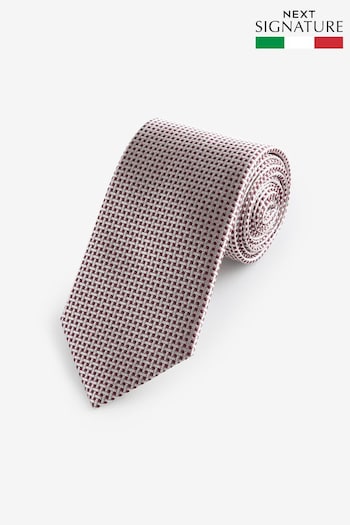 Damson Pink/Neutral Brown Textured Signature Made In Italy Tie (420356) | £30