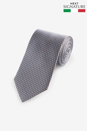 Neutral Brown/Light Blue Signature Made In Italy Tie (420410) | £30