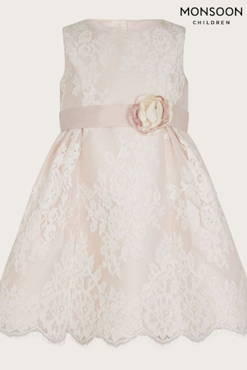 Monsoon Pink Baby Valeria Lace Dress (420456) | £50 - £55