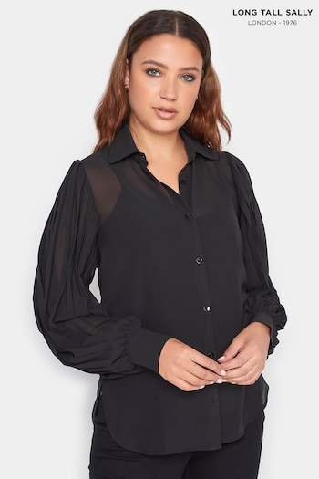 Long Tall Sally Black Pleated Shirt (420694) | £29