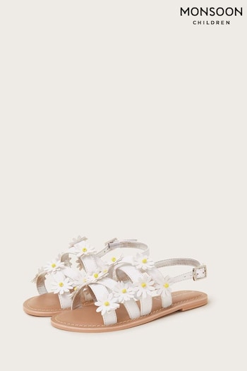 Monsoon White Daisy Strap Sandals Trainers (420706) | £26 - £28