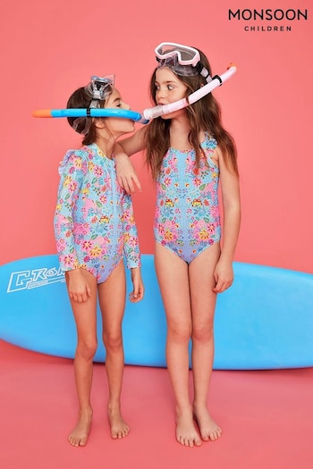 Monsoon Blue Floral Swimsuit (420733) | £25 - £29