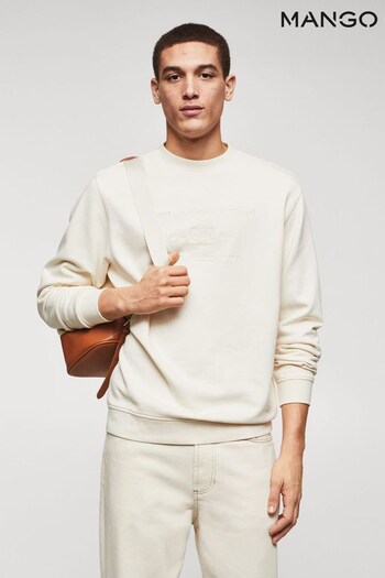 Mango Embroidered Detail White 100% Cotton Sweatshirt (420842) | £46
