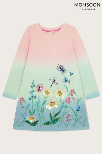 Monsoon Blue Floral Sweater Dress waistband (420922) | £30 - £34