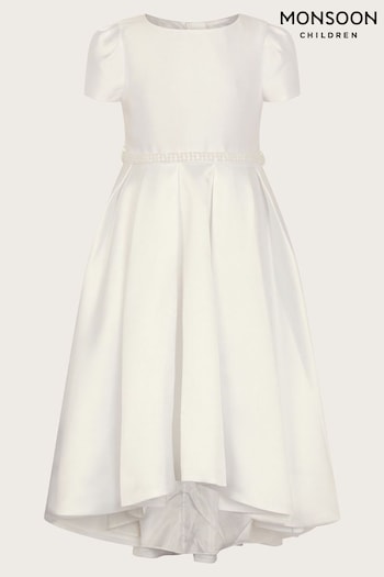 Monsoon Henrietta Pearl Belt White Dress (421076) | £56 - £66