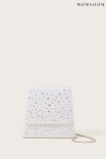 Monsoon White Amber Diamante Bridesmaid Bag (421103) | £15