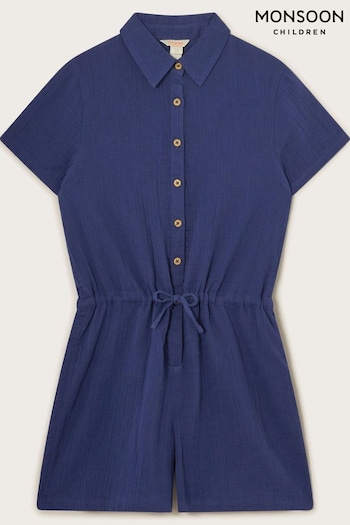 Monsoon Blue Button Through Shirt Playsuit (421197) | £25 - £27