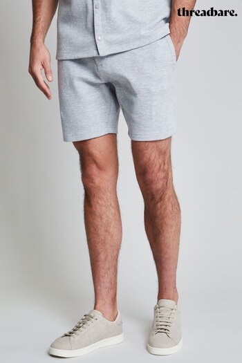 Threadbare Grey Luxe Cotton Blend Jersey Pique Fleece Shorts (421290) | £22