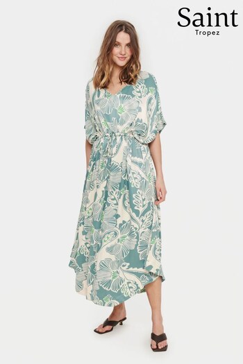 Saint Tropez Green Vauka V-Neck Wing Sleeve Maxi Dress (421442) | £140