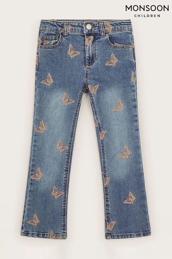 Monsoon Blue Butterfly Embellished Contour Jeans (421467) | £32 - £36