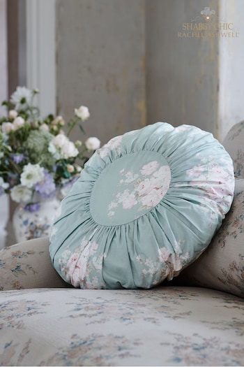 Shabby Chic by Rachel Ashwell® Bella Rose Green Ruched Round Cushion (421478) | £28