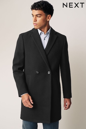 Black Double Breasted Epsom Overcoat (421625) | £95