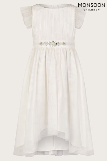 Monsoon White Penelope Belt Dress (421674) | £38 - £42