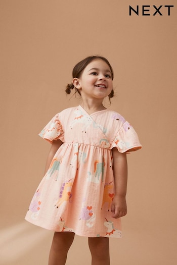 Pink Unicorn Wrap Jersey Dress (3mths-7yrs) (421709) | £9 - £11