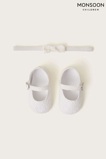 Monsoon Baby Lacey Heart Booties and Bando Set (421729) | £16