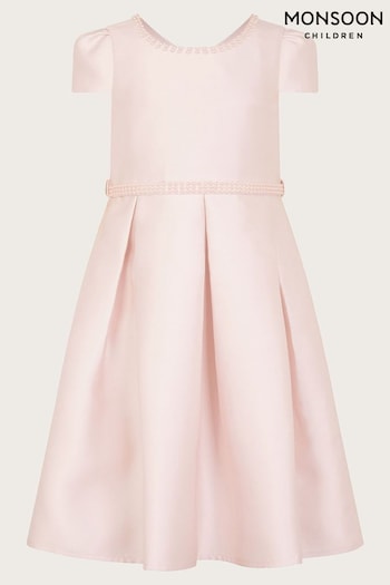 Monsoon Pink Henrietta Pearl Belt Dress (421781) | £56 - £66