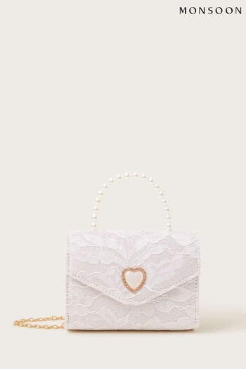 Monsoon Pink Lolita Lace Pearl Heart Bag (421831) | £15