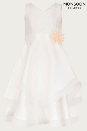 Monsoon White Duchess Eleanor Twill Dress (421915) | £60 - £70