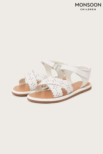 Monsoon Cross-Over Leather White Sandals (421939) | £23 - £25
