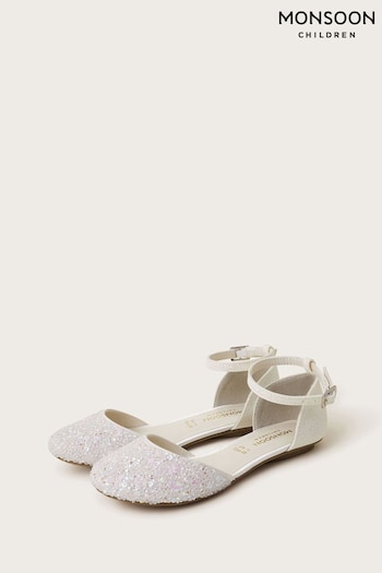 Monsoon Natural Sparkly Two Part Ballet Flats (421983) | £28 - £32