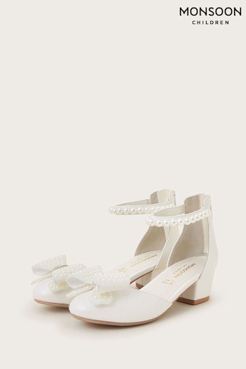 Monsoon Natural Pearly Bow Two Part Heels (422060) | £30 - £34