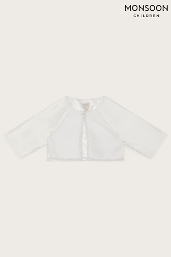 Monsoon White Pearl Trim Communion Jacket (422386) | £45 - £49