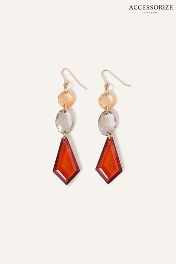 Accessorize Orange Statement Gem Earrings (422456) | £14