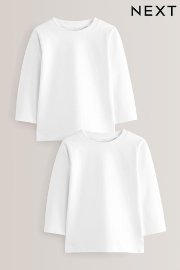 White 2 Pack Long Sleeve T-Shirts (3mths-7yrs) (422467) | £8 - £12