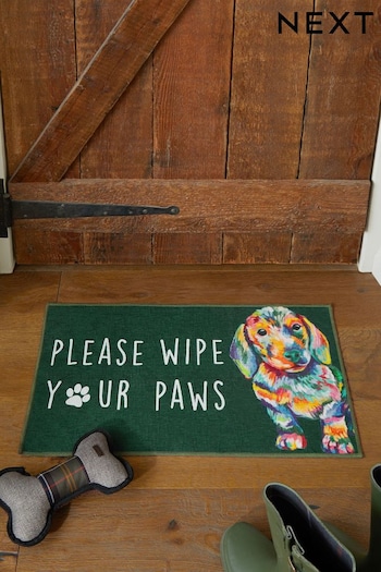 Green Washable Dachshund Doormat (422591) | £8