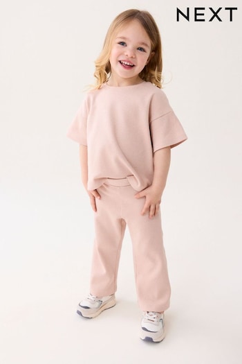 Pink Short Sleeve T-Shirt and Wide Leg Trousers Set (3mths-7yrs) (422682) | £9 - £13