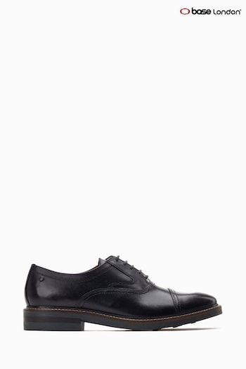 Base London Tatton Lace-Up Toe Cap Black Shoes (422806) | £75