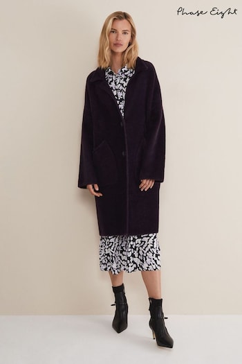 Phase Eight Purple Floressa Fluffy Knitted Coat (423236) | £149