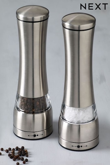 Silver Stainless Steel Salt And Pepper Set (423327) | £22