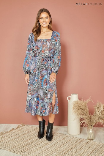 Mela Multi Paisley Print Long Sleeve Midi Dress (423502) | £40