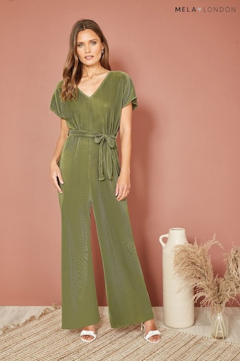Mela Green Pleated Jumpsuit With V-Neck (423617) | £40