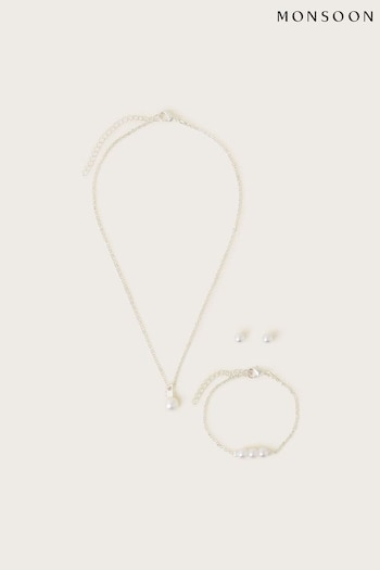 Monsoon Silver Tone Bridesmaid Pearl Jewellery Set (423744) | £7